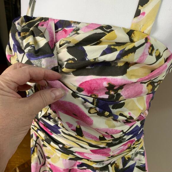 NEW Banana Republic Sz 8P Petite 100% Silk Strapless Ruched Convertible Dress - Picture 7 of 15